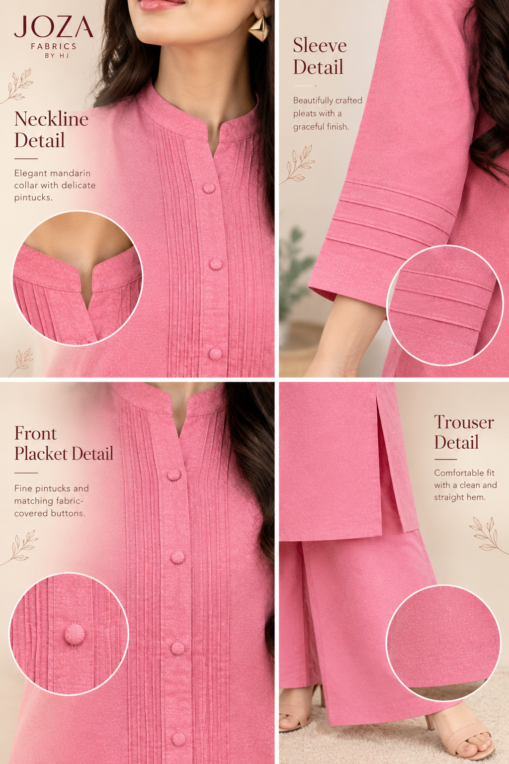 Rose Pink Bana Dora Dhanak 2-Piece Stitched Suit - Image 4