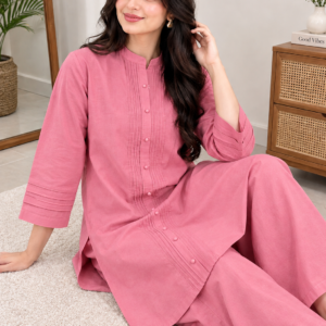 Rose Pink Bana Dora Dhanak 2-Piece Stitched Suit
