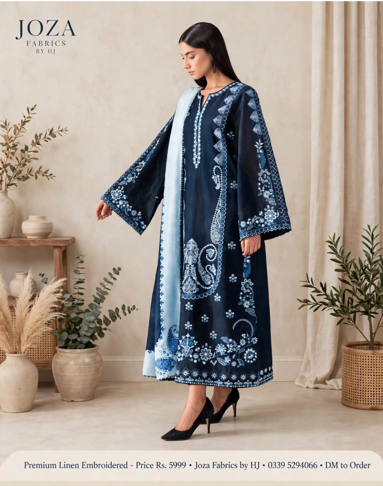 3pc Premium Linen Embroided