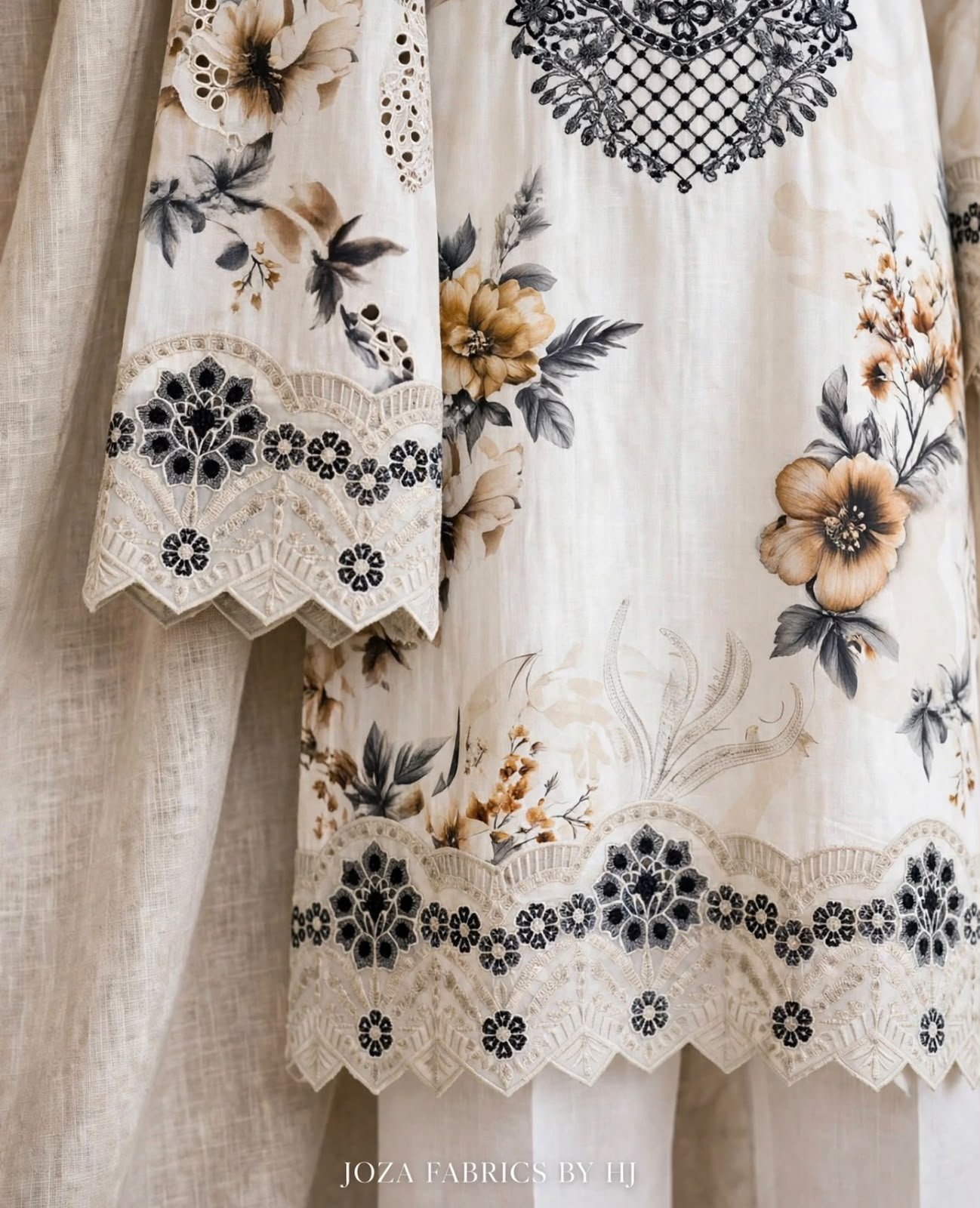3 Pc Premium Embroided Linen Dress - Image 3