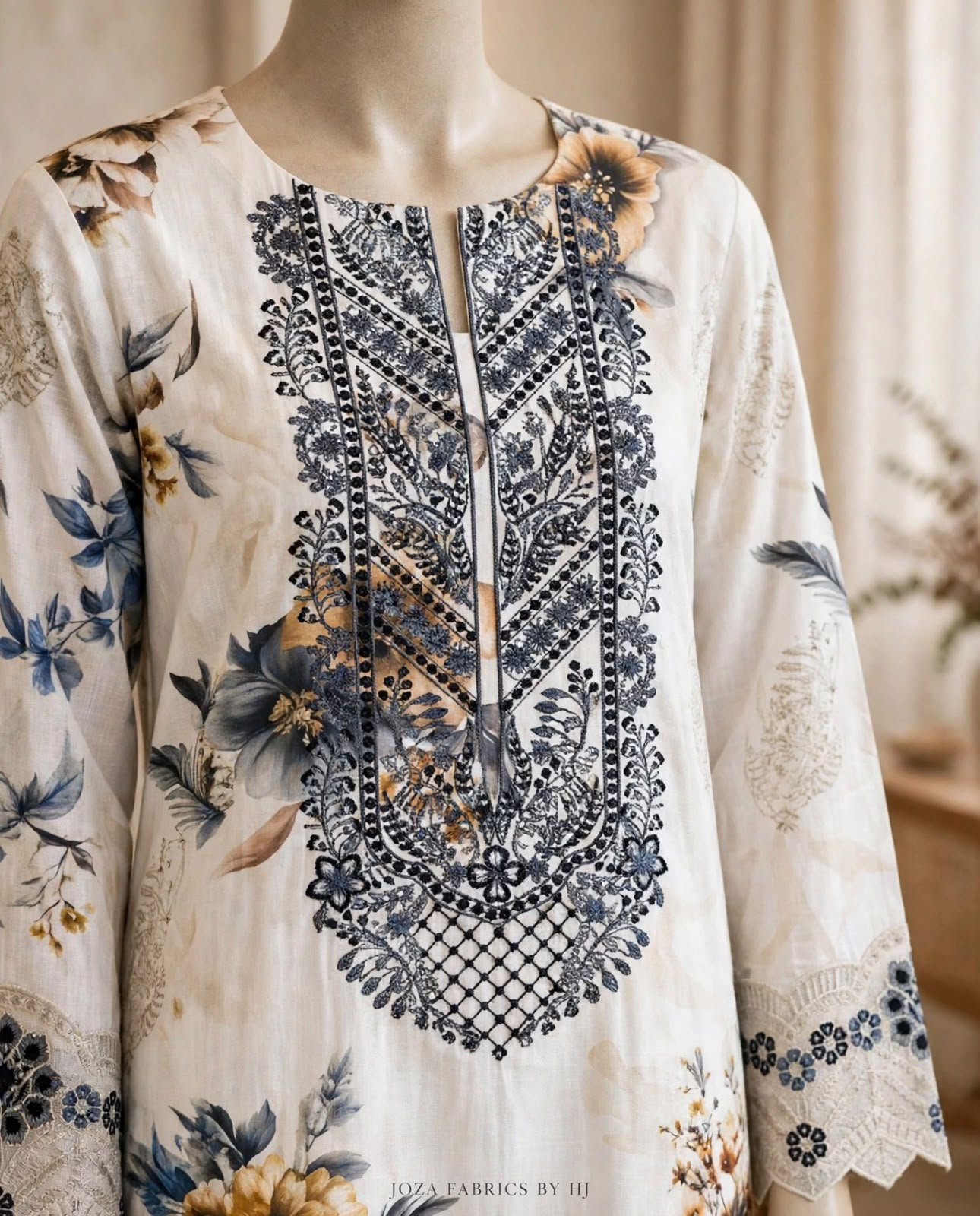 3 Pc Premium Embroided Linen Dress - Image 2
